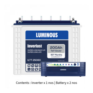 Luminous Eco Volt Neo 2300 2KVA 24V with Inver Last ILTT25060 200Ah – 2 Batteries