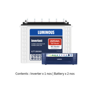 Luminous Eco Volt Neo 2300 2KVA 24V with Inver Last ILTT26060 220Ah – 2 Batteries