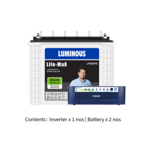 Luminous Eco Volt Neo 2300 2KVA 24V with Life Max LM18075 150Ah – 2 Batteries