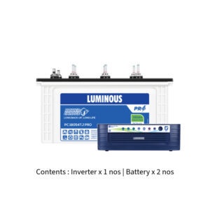 Luminous Eco Volt Neo 2300 2KVA 24V with Power Charge PC18054 TJ PRO 150Ah – 2 Batteries
