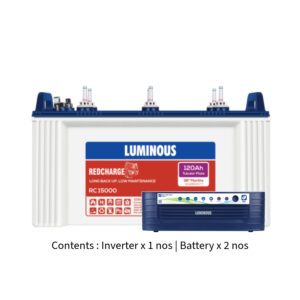 Luminous Eco Volt Neo 2300 2KVA 24V with Red Charge RC15000 120Ah – 2 Batteries