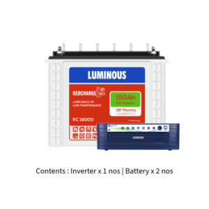 Luminous Eco Volt Neo 2300 2KVA 24V with Red Charge RC18000 150Ah – 2 Batteries