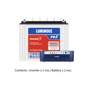 Luminous Eco Volt Neo 2300 2KVA 24V with Red Charge RC25000 PRO 200Ah – 2 Batteries