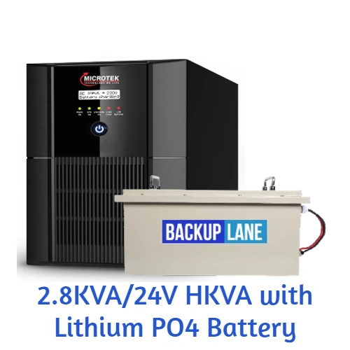Microtek 2.8KVA - 24V High Capacity Inverter with Lithium Phosphate Batttery 24V 100Ah