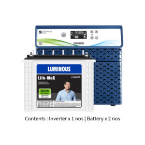 Luminous Optimus 2300 2KVA 24V  with Life Max LM18075 150Ah – 2 Batteries