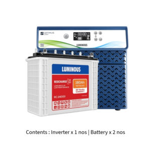 Luminous Optimus 2300 2KVA 24V  with Red Charge RC24000 180Ah – 2 Batteries