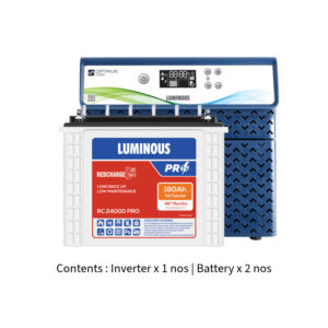 Luminous Optimus 2300 2KVA 24V  with Red Charge RC24000 PRO 180Ah – 2 Batteries