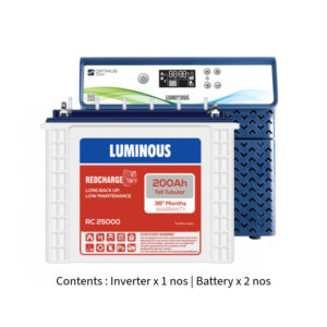 Luminous Optimus 2300 2KVA 24V  with Red Charge RC25000 200Ah – 2 Batteries