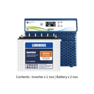 Luminous Optimus 2800 2500VA 2.5KVA 24V with Inver Last ILTT24060 180Ah – 2 Batteries