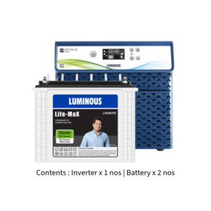 Luminous Optimus 2800 2500VA 2.5KVA 24V with Life Max LM18075 150Ah – 2 Batteries