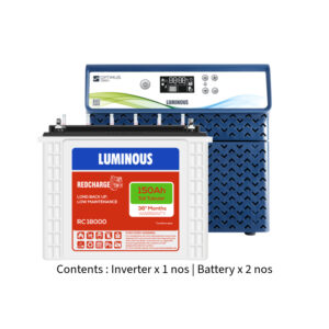 Luminous Optimus 2800 2500VA 2.5KVA 24V with Red Charge RC18000 150Ah – 2 Batteries