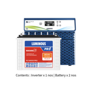 Luminous Optimus 2800 2500VA 2.5KVA 24V with Red Charge RC24000 PRO 180Ah – 2 Batteries