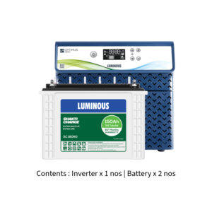 Luminous Optimus 2800 2500VA 2.5KVA 24V with Shakti Charge SC18060 150Ah – 2 Batteries