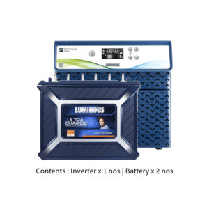 Luminous Optimus 2800 2500VA 2.5KVA 24V with Ultra Charge UCT24066 180Ah – 2 Batteries