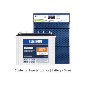 Luminous Optimus 3800 3.5KVA 36V with Inver Last ILTT24060 180Ah – 3 Batteries