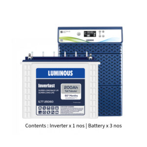 Luminous Optimus 3800 3.5KVA 36V with Inver Last ILTT25060 200Ah – 3 Batteries
