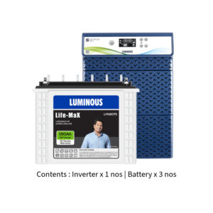 Luminous Optimus 3800 3.5KVA 36V with Life Max LM18075 150Ah – 3 Batteries