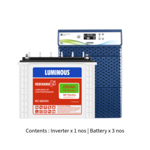 Luminous Optimus 3800 3.5KVA 36V with Red Charge RC18000 150Ah – 3 Batteries