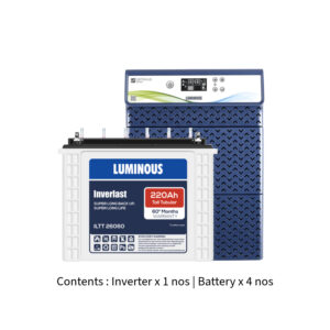 Luminous Optimus 4500 4KVA 48V with Inver Last ILTT26060 220Ah – 4 Batteries