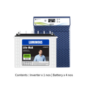 Luminous Optimus 4500 4KVA 48V with Life Max LM18075 150Ah – 4 Batteries