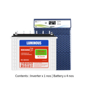 Luminous Optimus 4500 4KVA 48V with Red Charge RC18000 150Ah – 4 Batteries