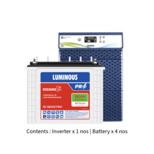 Luminous Optimus 4500 4KVA 48V with Red Charge RC18000 PRO 150Ah – 4 Batteries
