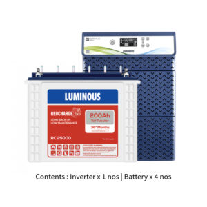 Luminous Optimus 4500 4KVA 48V with Red Charge RC25000 200Ah – 4 Batteries