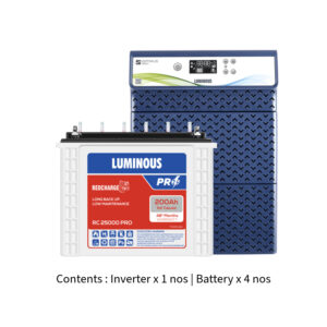 Luminous Optimus 4500 4KVA 48V with Red Charge RC25000 PRO 200Ah – 4 Batteries